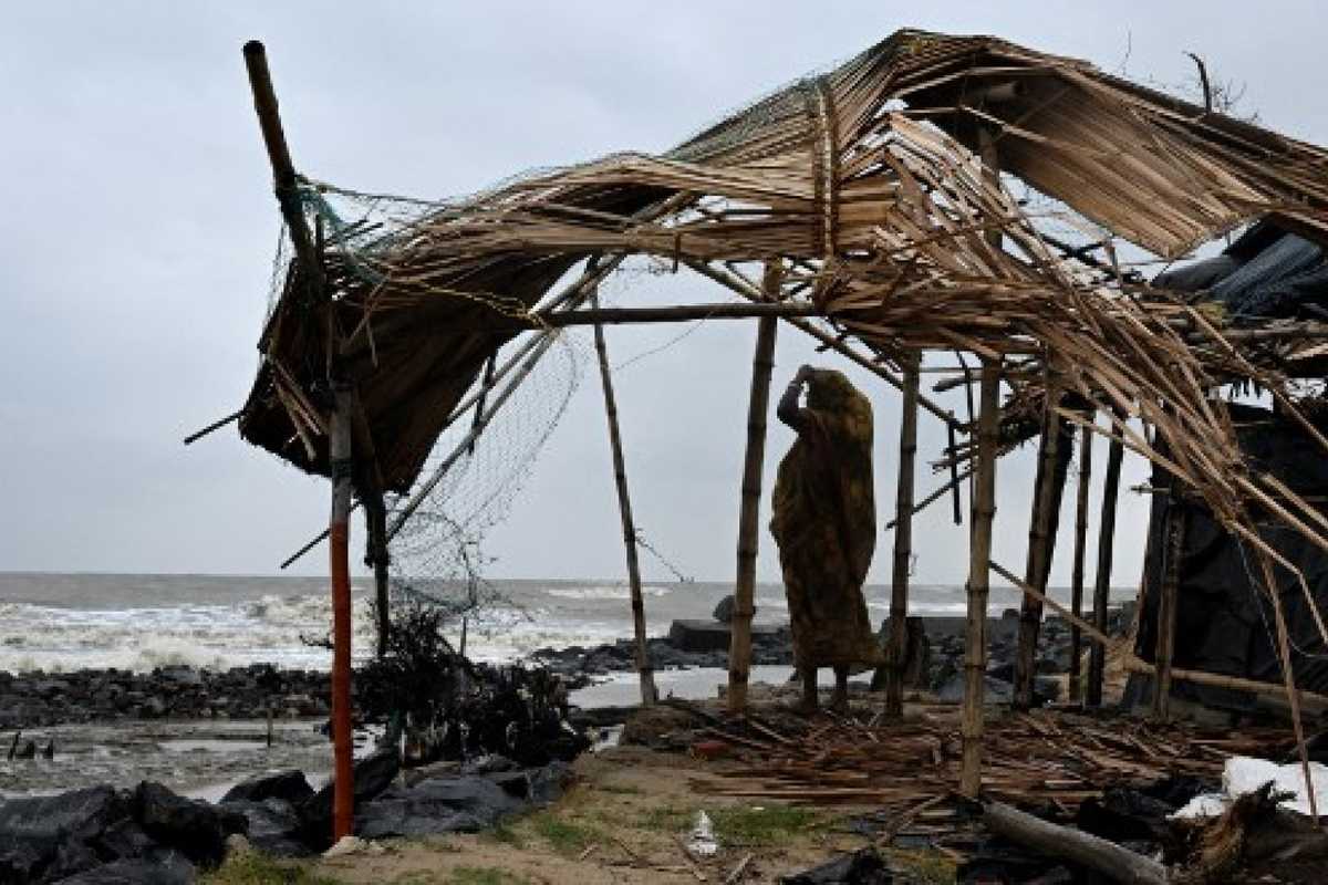 Trees and power lines flattened as Cyclone Dana hits India
