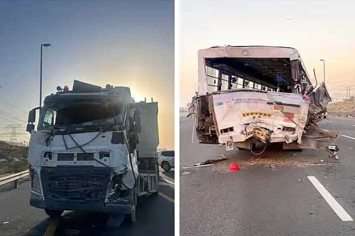 One killed, 19 injured in Dubai after truck crashes into workers' bus on Al Yalayis Street