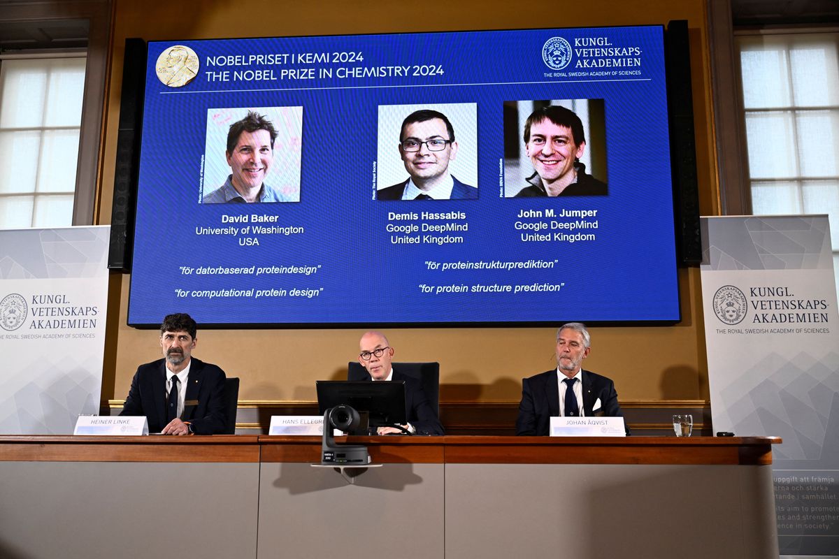 Duo of computer scientists and biochemist share Nobel chemistry prize for AI assisted research