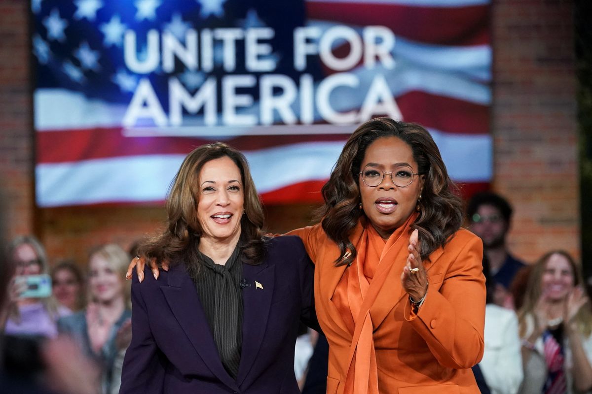 Kamala Harris joins Oprah Winfrey in emotional campaign event
