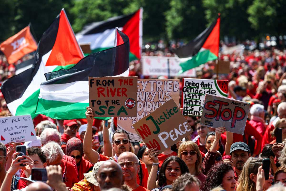 Tens of thousands rally for Gaza in Netherlands, Belgium