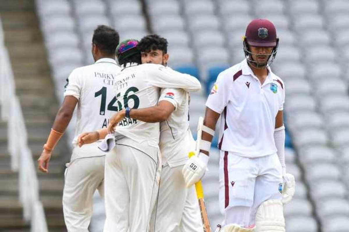 Pakistan’s disciplined bowling restricts West Indies to 194-3 on rain-hit opening day
