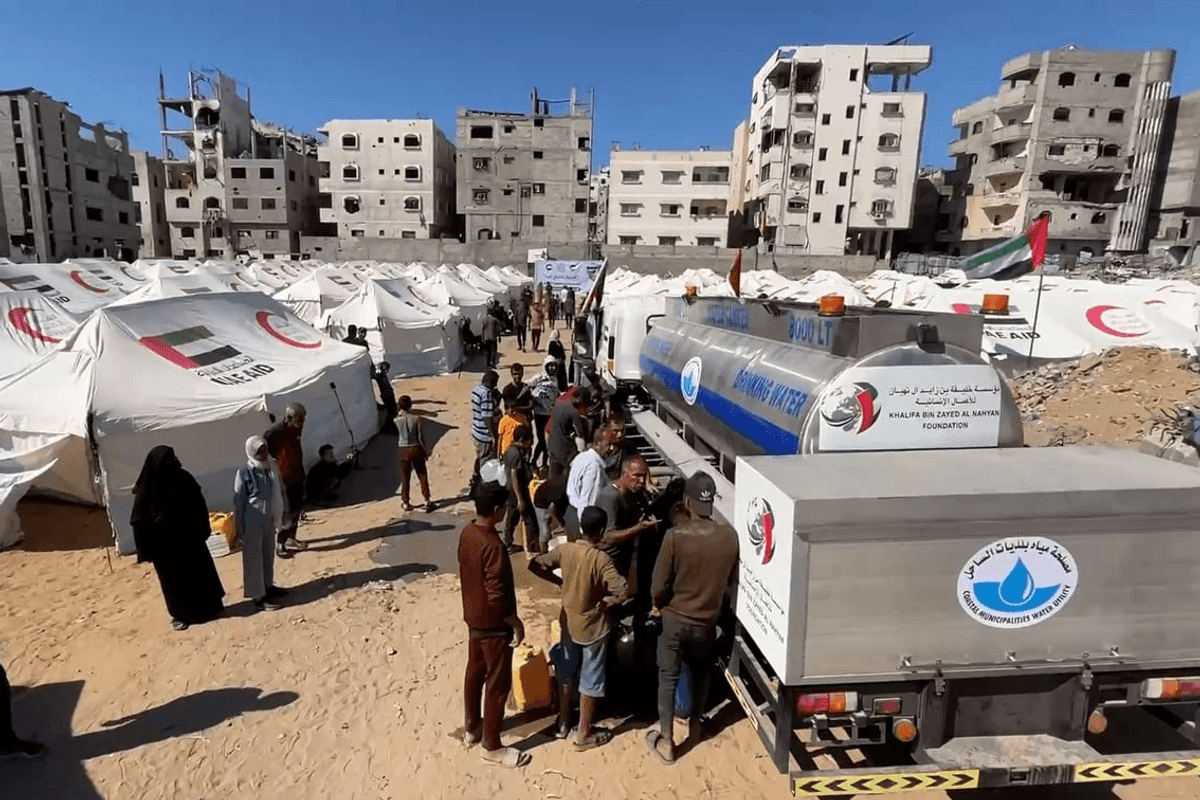 UAE dispatches massive water aid convoy to northern Gaza