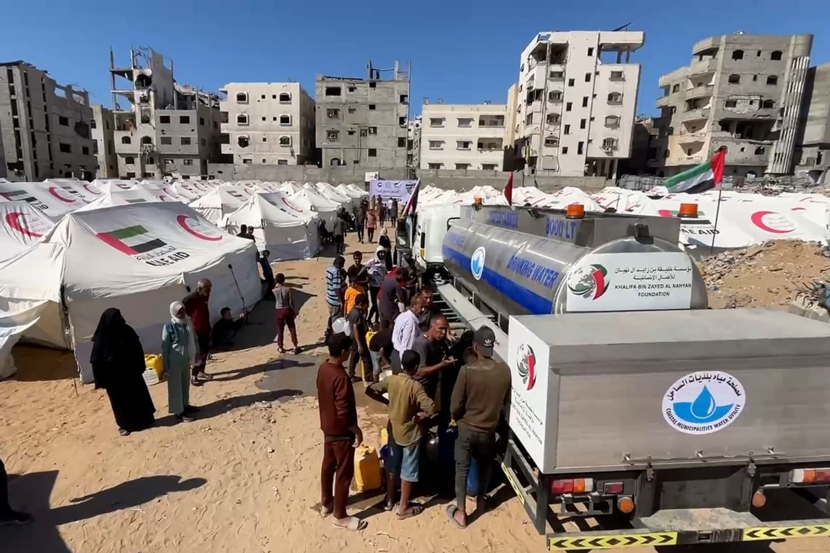 UAE dispatches massive water aid convoy to northern Gaza