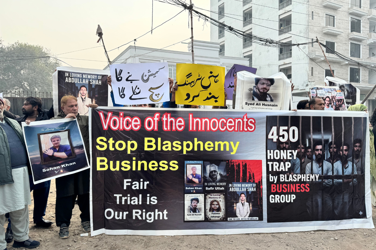 Families of blasphemy accused protest in Lahore demanding fair trials