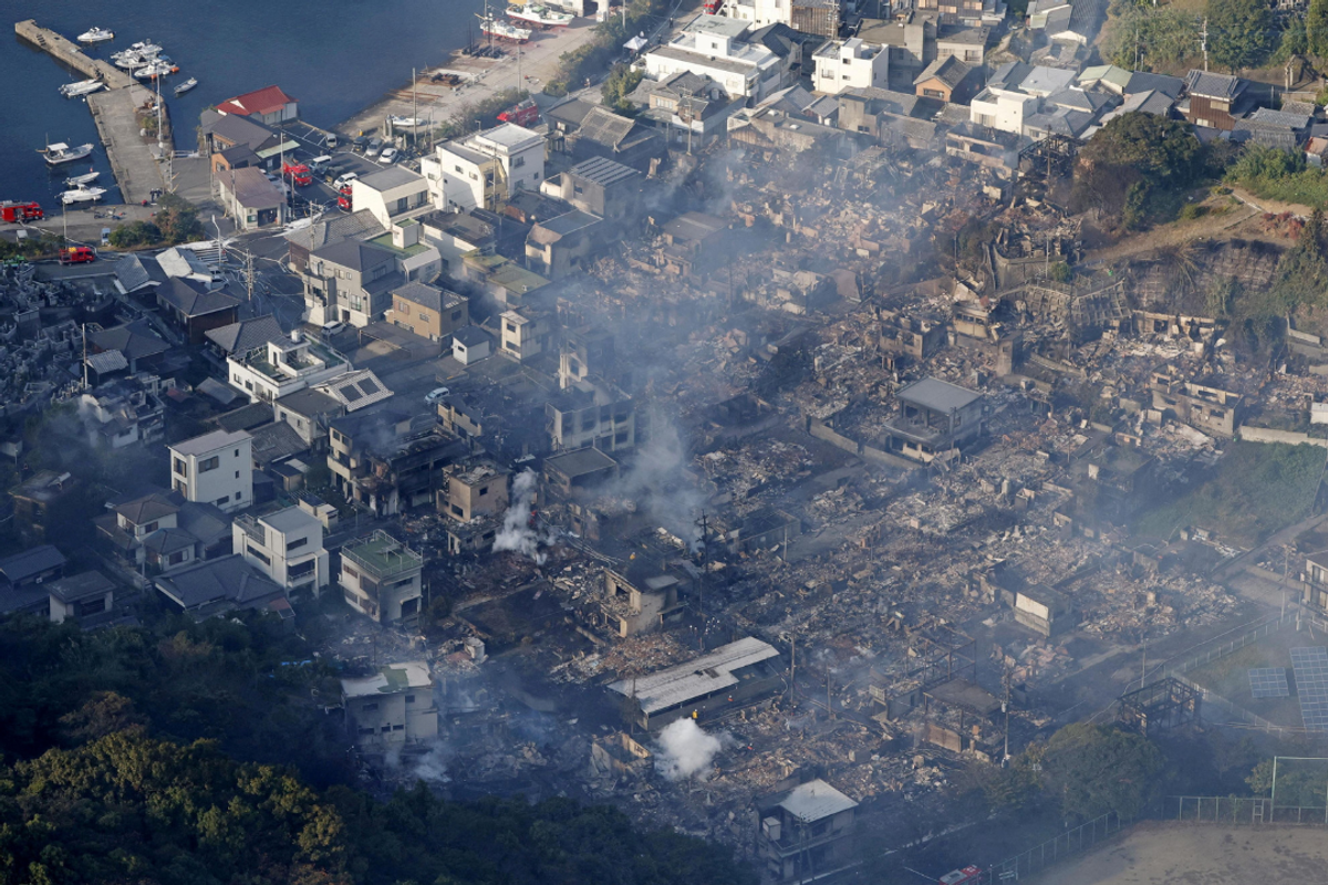 Massive fire tears through Japanese coastal town, 170 buildings damaged