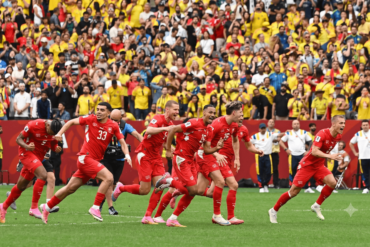 Switzerland beat Colombia on penalties to reach first World Cup quarter-final since 1954