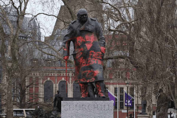UK police arrest man after Churchill statue sprayed with graffiti