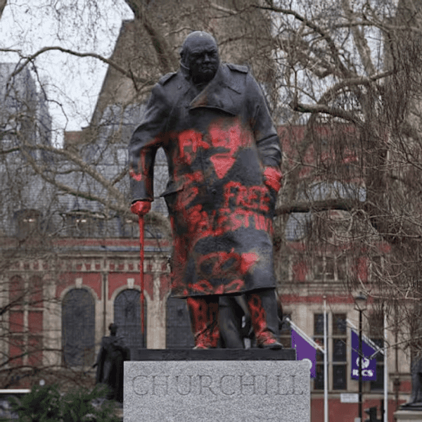 UK police arrest man after Churchill statue sprayed with graffiti