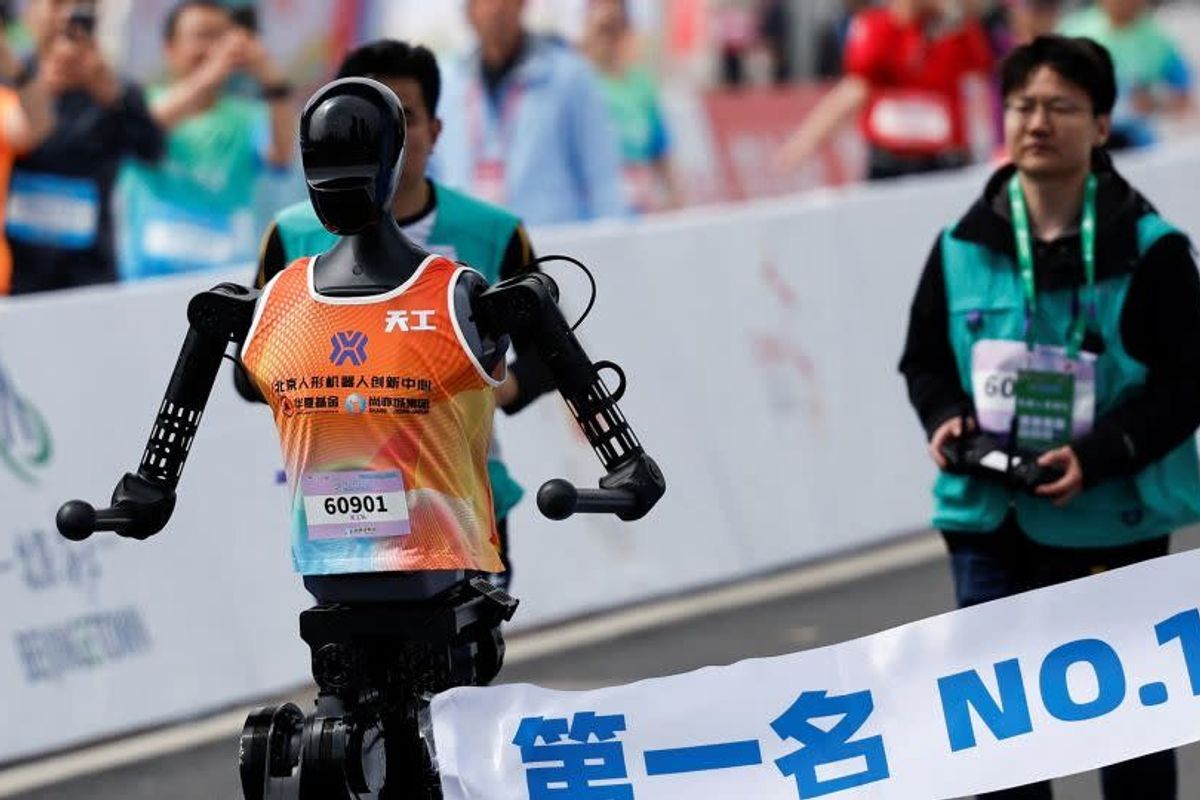 China pits humanoid robots against humans in half-marathon