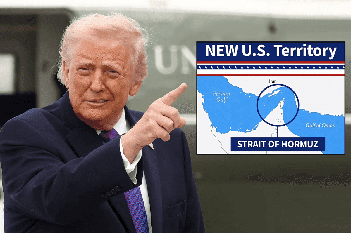Trump posts map showing Strait of Hormuz as US territory