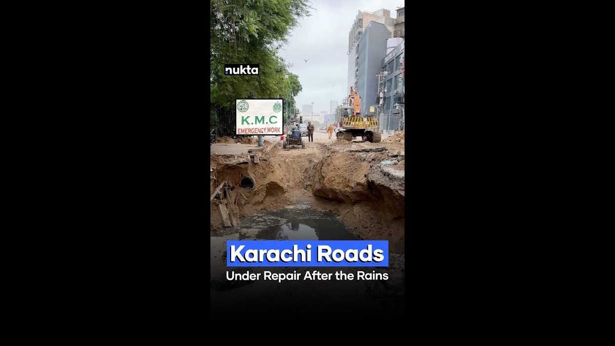 Karachi roads under repair after monsoon rains