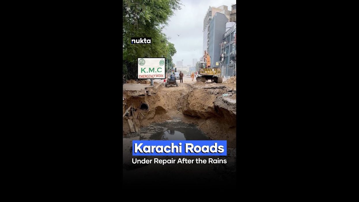 Karachi roads under repair after monsoon rains