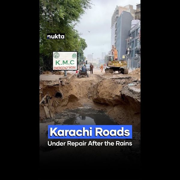 Karachi roads under repair after monsoon rains
